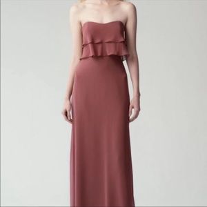 Jenny Yoo strapless gray/neutral dress